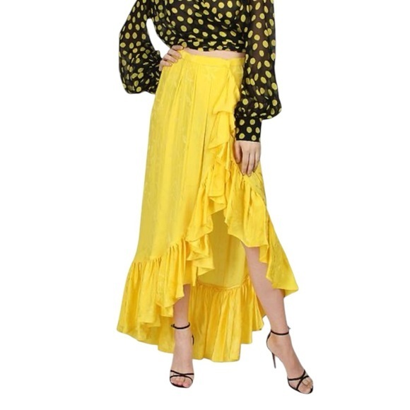 The Attico Dresses & Skirts - ATTICO Asymmetric Jacquard Ruffle yellow skirt